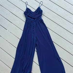 ASTR the Label Blue Ribbed Jumpsuit, Size XS